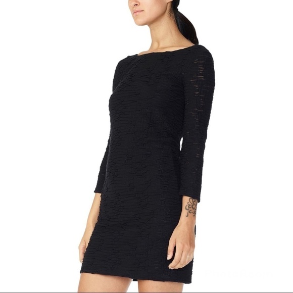 Armani Exchange Black Sheer Textured Body-cone Mini Dress Size M - Picture 2 of 13